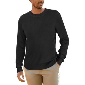 Arach&Cloz Mens Wool Blend Loose Fit Sweater Ultra Soft 2025 Spring Bottoming Crewneck Fashion Pullover(L-black)