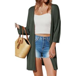 Arach&Cloz Women’s Lightweight Summer Beach Kimonos Cardigan(Army Green)