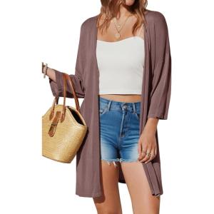 Arach&Cloz Women’s Lightweight Summer Beach Kimonos Cardigan(Brown)