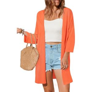 Arach&Cloz Women’s Lightweight Summer Beach Kimonos Cardigan(Orange)