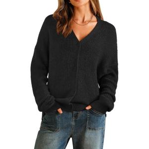 Arach&Cloz Women’s Mohair Wool Blend Fall Chunky Business Cardigan Sweaters 2025(Black)