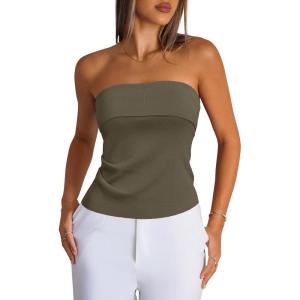 Arach&Cloz Women’s Silk Blend Non See Through Non Slip Fall Fashion Tube Top 2025(Coffee)