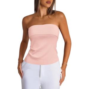 Arach&Cloz Women’s Silk Blend Non See Through Non Slip Fall Fashion Tube Top 2025(Light Pink)