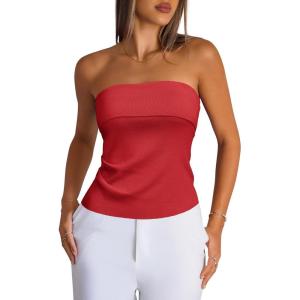 Arach&Cloz Women’s Silk Blend Non See Through Non Slip Fall Fashion Tube Top 2025(Red)