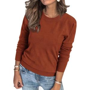 Arach&Cloz Women’s Soft Knit Sweater Fall Dressy Casual Pullover Tops(A-caramel)