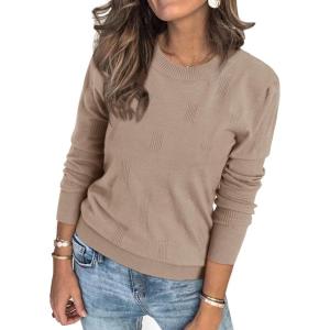 Arach&Cloz Women’s Soft Knit Sweater Fall Dressy Casual Pullover Tops(A-deep Apricot)