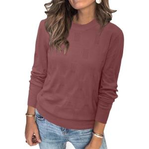 Arach&Cloz Women’s Soft Knit Sweater Fall Dressy Casual Pullover Tops(A-dusty Red)