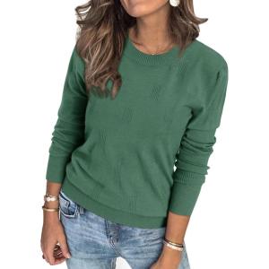 Arach&Cloz Women’s Soft Knit Sweater Fall Dressy Casual Pullover Tops(A-gray Green)