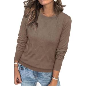 Arach&Cloz Women’s Soft Knit Sweater Fall Dressy Casual Pullover Tops(A-heather Coffee)