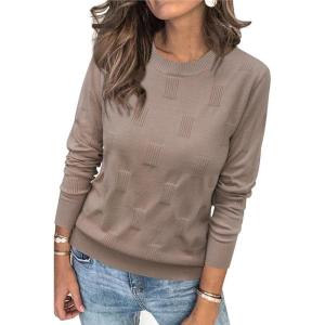 Arach&Cloz Women’s Soft Knit Sweater Fall Dressy Casual Pullover Tops(A-nutmeg)