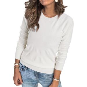 Arach&Cloz Women’s Soft Knit Sweater Fall Dressy Casual Pullover Tops(A-off White)