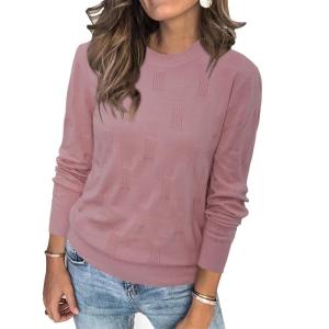 Arach&Cloz Women’s Soft Knit Sweater Fall Dressy Casual Pullover Tops(A-pink)