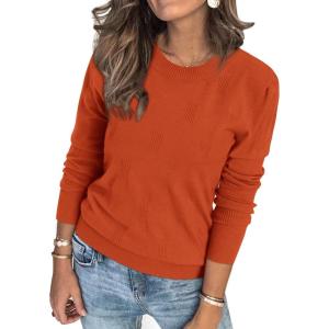Arach&Cloz Women’s Soft Knit Sweater Fall Dressy Casual Pullover Tops(A-rust)