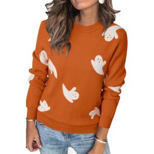 Arach&Cloz Women’s Soft Knit Sweater Fall Dressy Casual Pullover Tops(Halloween01)
