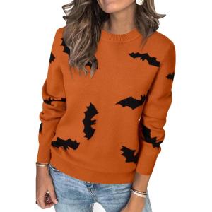 Arach&Cloz Women’s Soft Knit Sweater Fall Dressy Casual Pullover Tops(Halloween02)