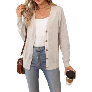 Arach&Cloz Women’s Wool Blend Lightweight Fall Business Casual Cardigan Sweaters(Apricot)