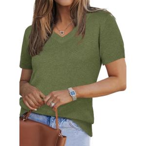 Arach&Cloz Women’s Wool Blend Summer Fall Tops Lightweight Business Casual Blouses(Army Green)