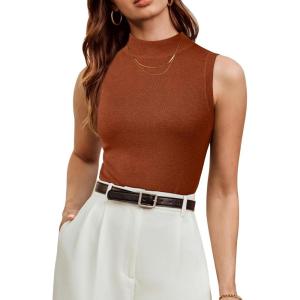 Arach&Cloz Womens Wool Blend Sweater Soft Turtleneck All-Season Casual Tank 2025(Caramel)