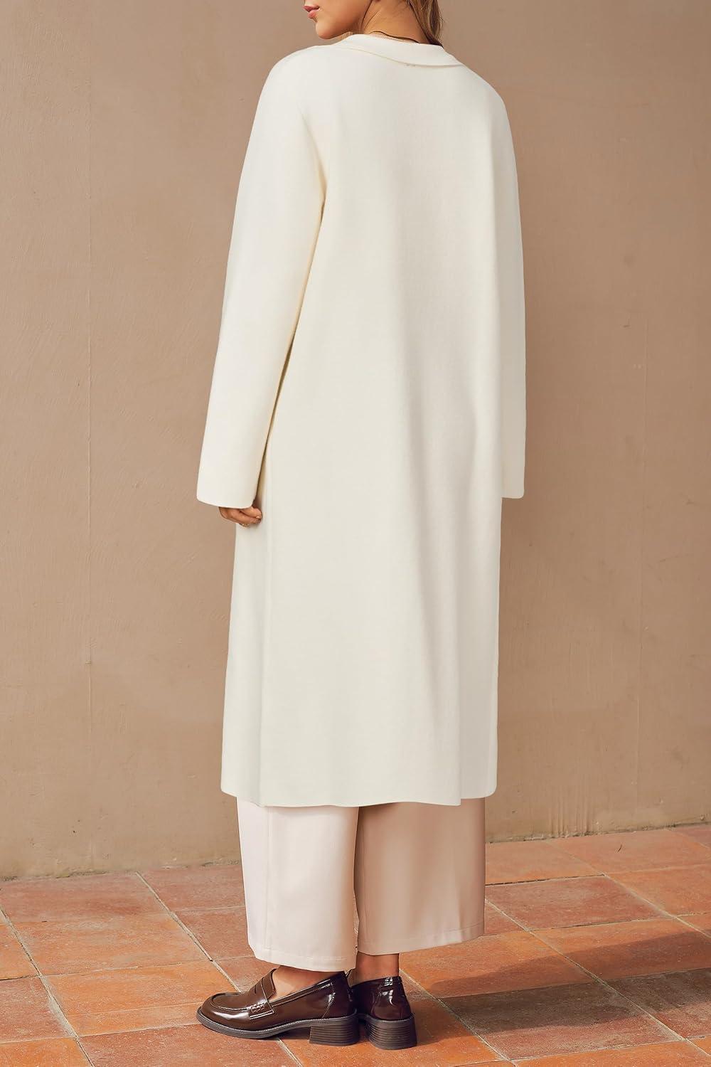 imageArachampampCloz Womens Wool Blend Double Breasted Winter Outfits Long Cardigan Sweater Coat 2025Beige