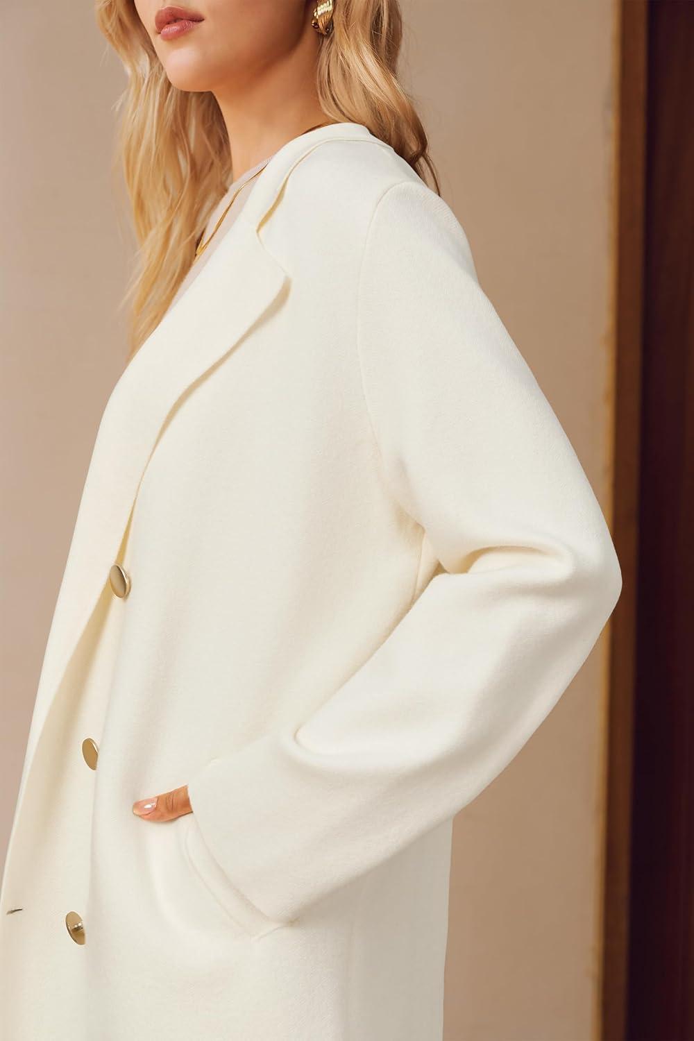 imageArachampampCloz Womens Wool Blend Double Breasted Winter Outfits Long Cardigan Sweater Coat 2025Beige