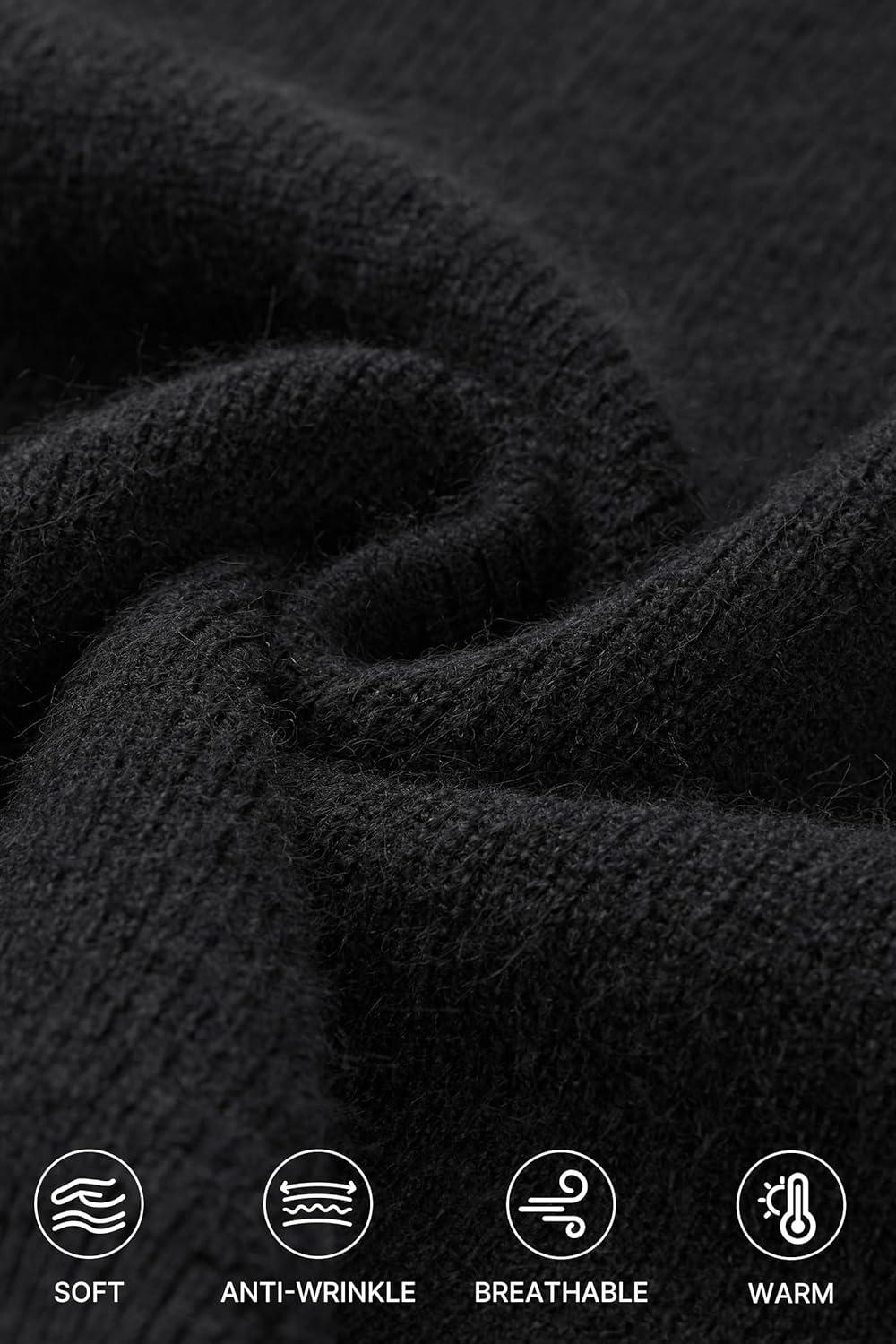 imageArachampampCloz Womens Wool Blend V Neck Fall Business Casual Sweater Tops 2025Black