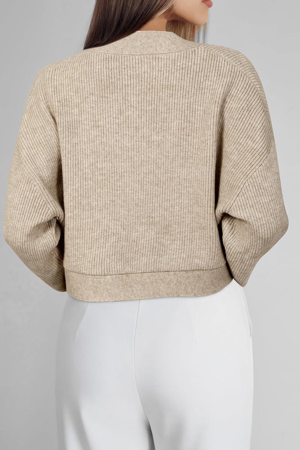 imageArachampampCloz Womens Wool Blend Cardigan Winter Cropped Bolero Shrug Sweaters 2025Apricot