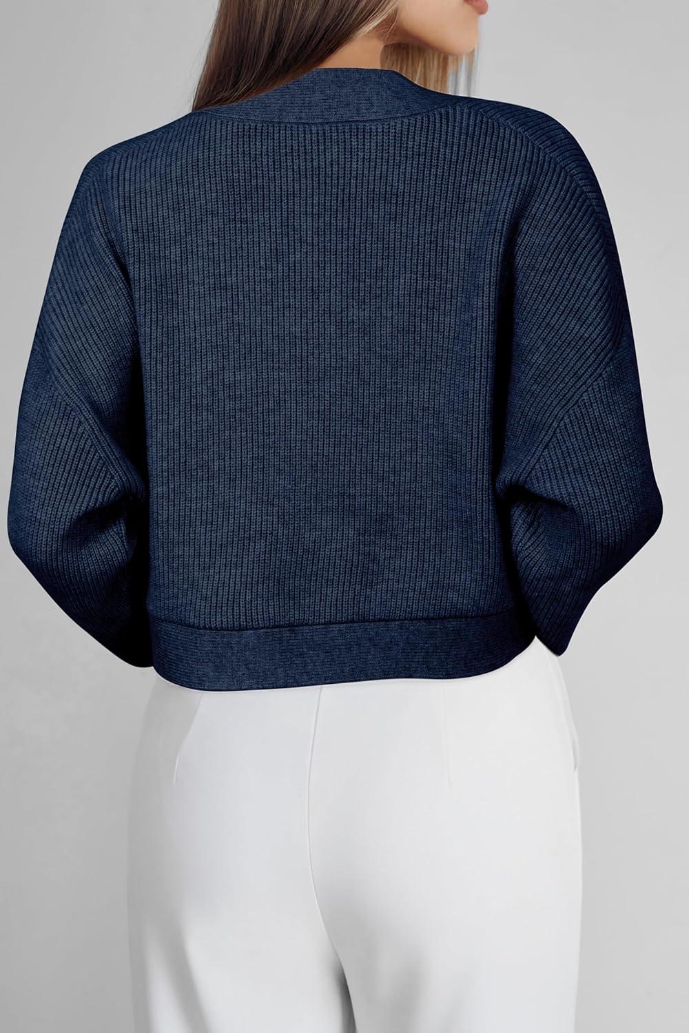 imageArachampampCloz Womens Wool Blend Cardigan Winter Cropped Bolero Shrug Sweaters 2025Dark Blue