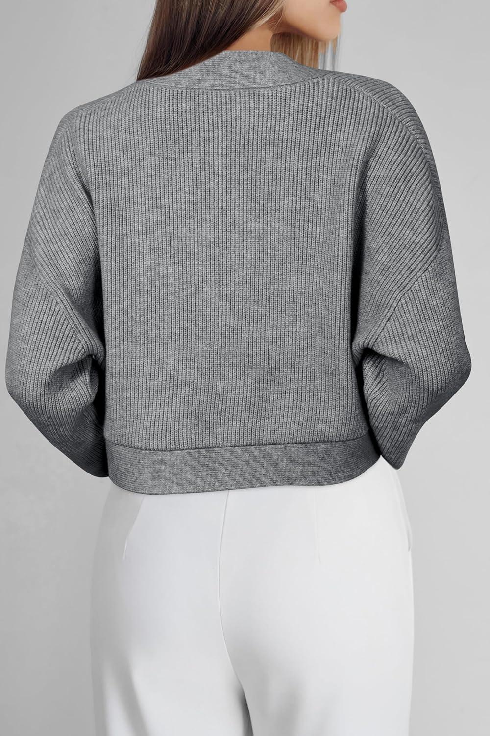 imageArachampampCloz Womens Wool Blend Cardigan Winter Cropped Bolero Shrug Sweaters 2025Gray