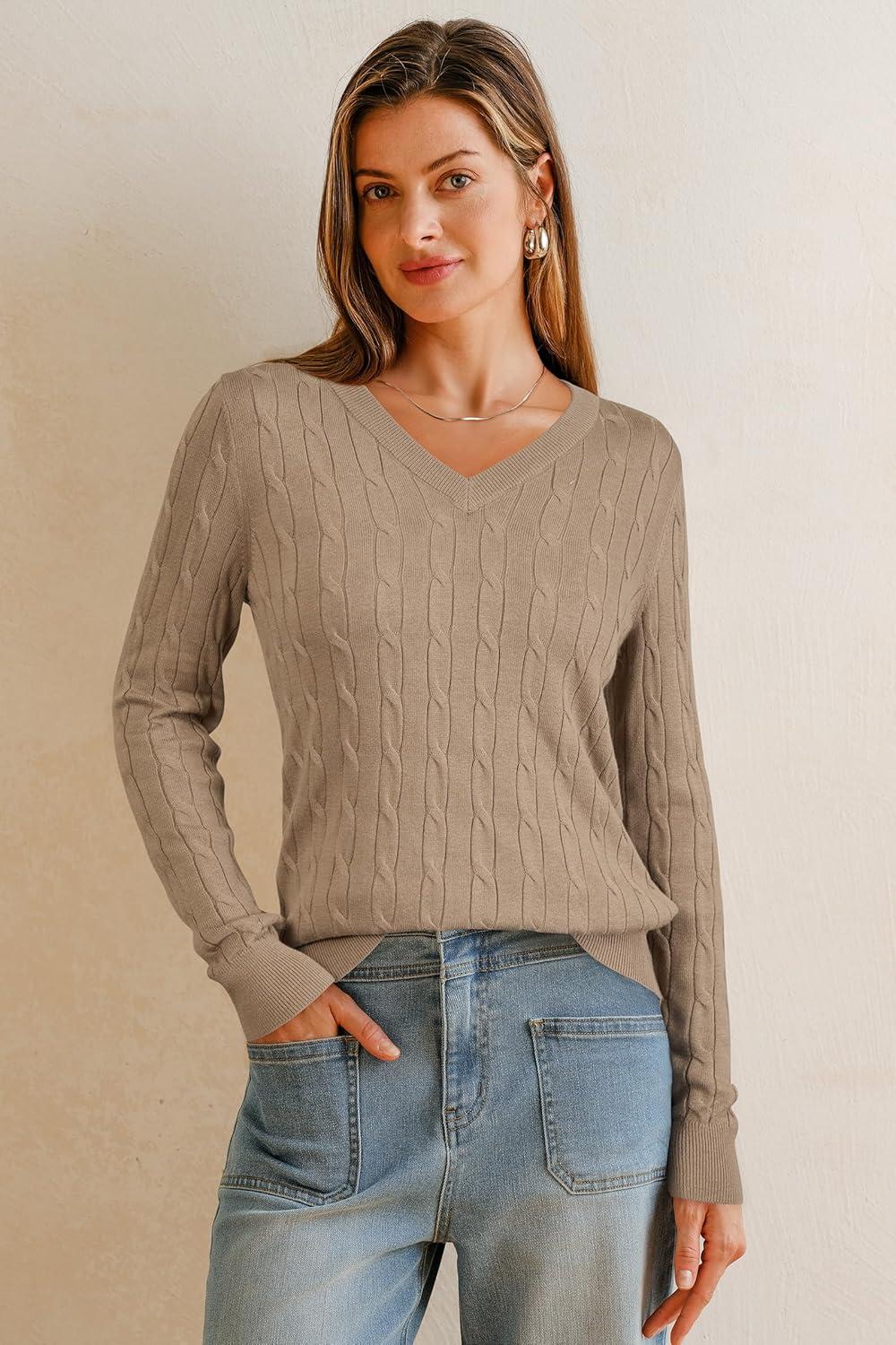 imageArachampampCloz Womens Wool Blend Fall Sweaters Business Casual OutfitsCablecamel