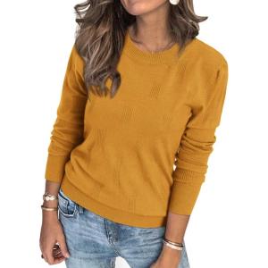 Arach&Cloz Women’s Soft Knit Sweater Fall Dressy Casual Pullover Tops(A-yellow)