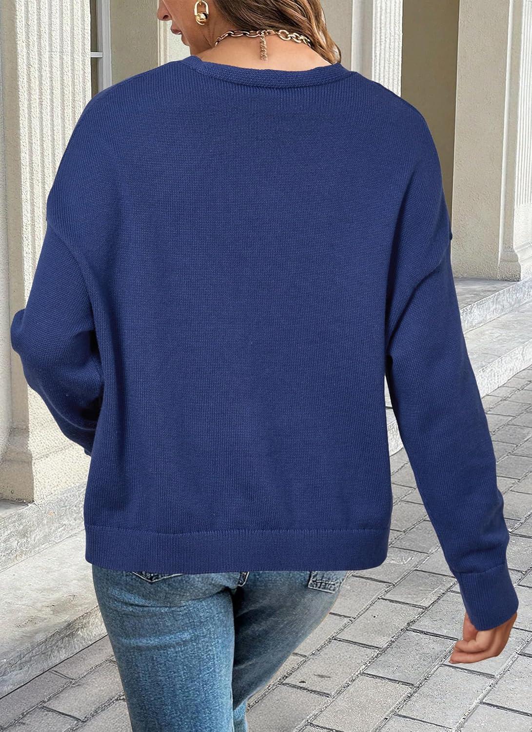 imageArachampampCloz Womens Cozy Cotton Tie Front Fall Trendy Bow Cardigan Sweaters 2025Dark Blue