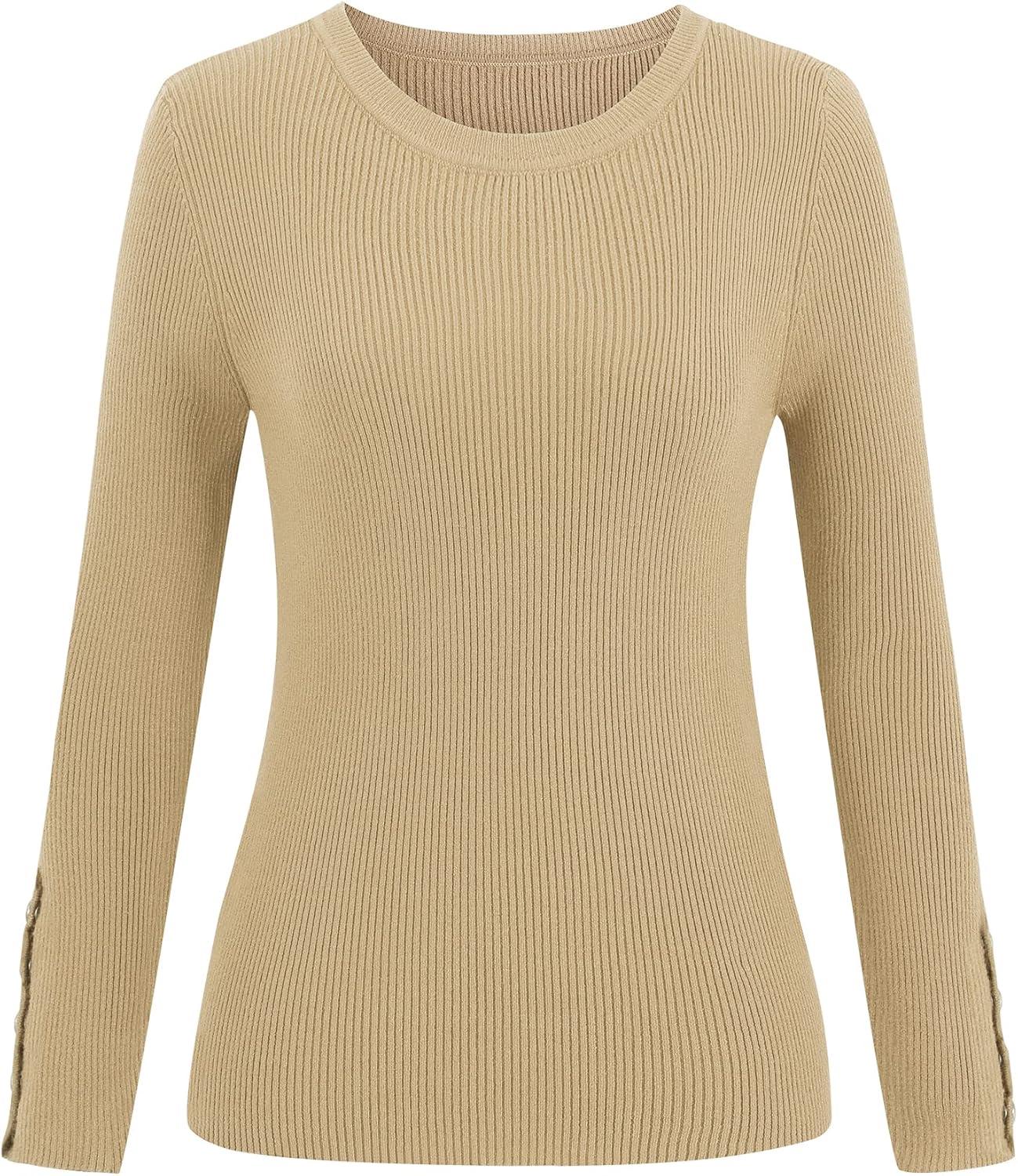 imageArachampampCloz Womens Fitted Pullover Sweaters Long Sleeve Mock Neck Knitted Tops Fall Fashion 2022Dark Apricot