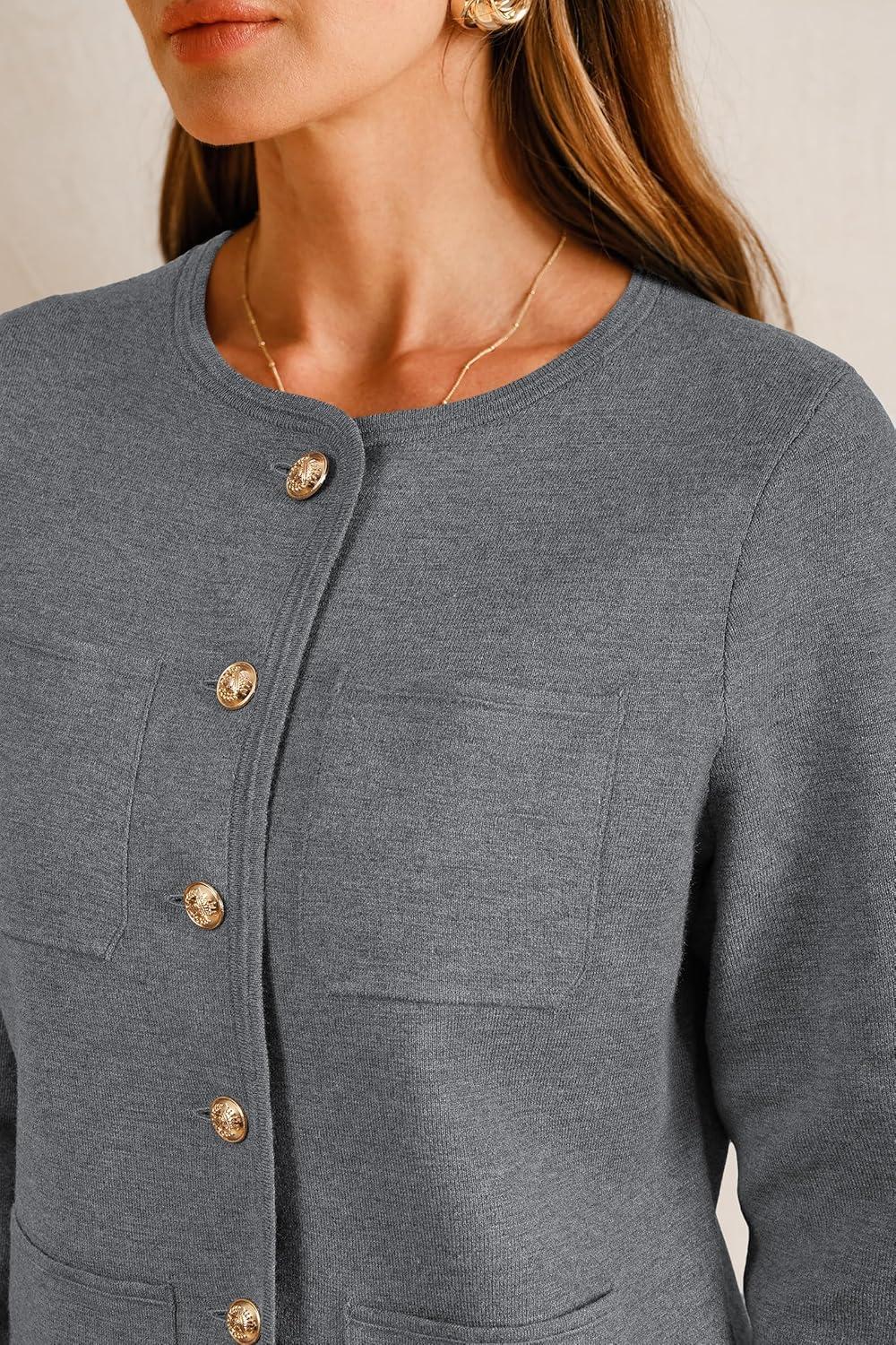 imageArachampampCloz Womens Wool Blend Sweater Blazers Business Casual Jacket with Pockets 2025Gray