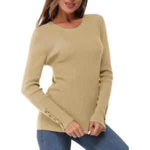 Arach&Cloz Women’s Fitted Pullover Sweaters Long Sleeve Mock Neck Knitted Tops Fall Fashion 2022(Dark Apricot)