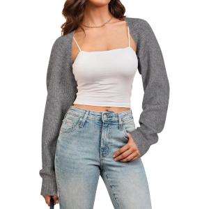 Arach&Cloz Women’s Wool Blend Bolero Shrug Fall Fashion Cropped Cardigans 2025(Grey)