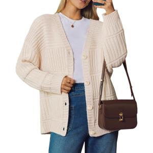 Arach&Cloz Women’s Wool Blend Chunky Knit Winter Cardigan Sweaters 2025(Apricot)
