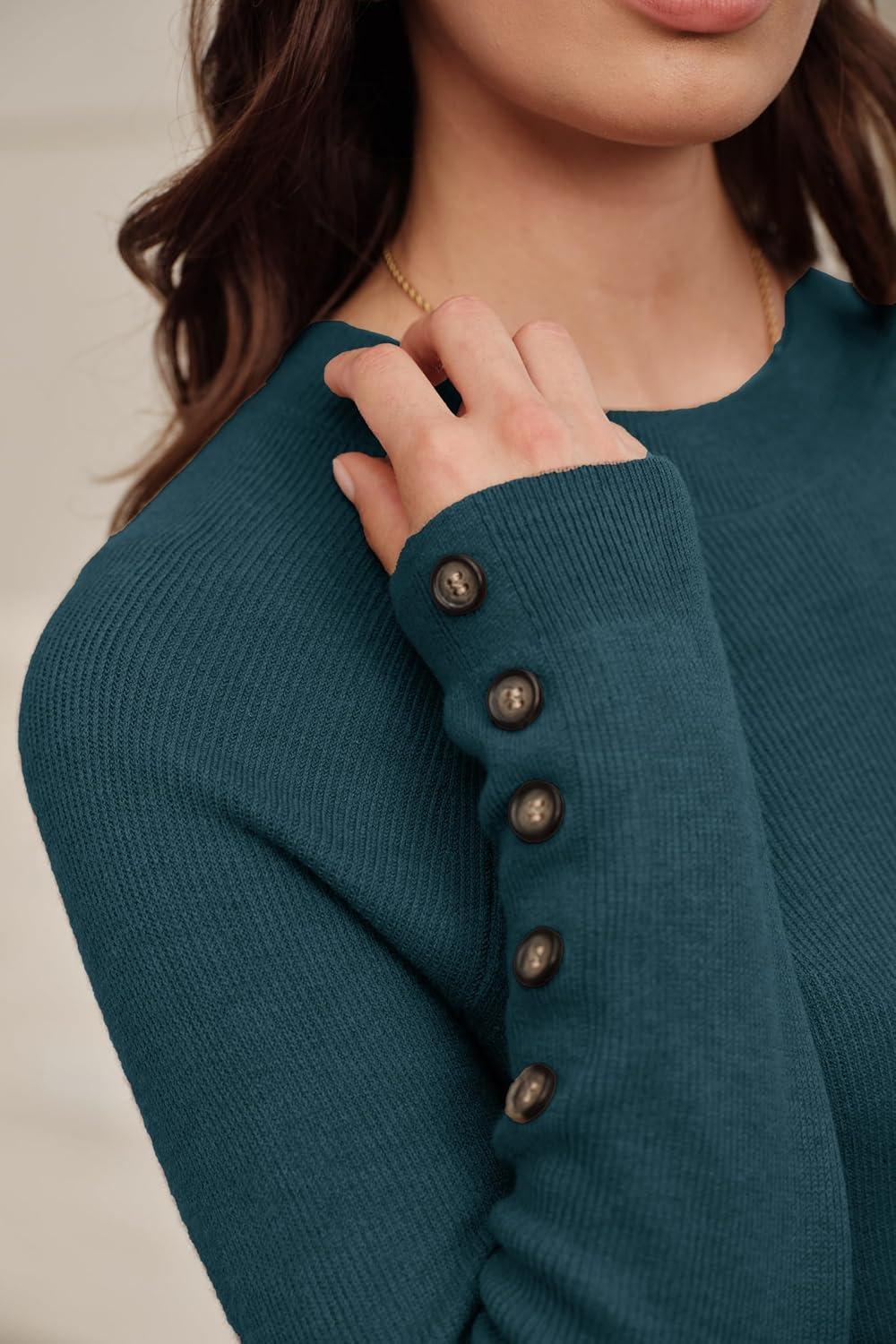 imageArachampampCloz Womens Wool Blend Sweater 2 Piece Sets Winter Business Long Sleeve Top Midi Skirts Outfits 2025Bluish Green