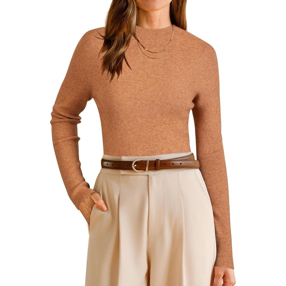 imageArachampampCloz Womens Wool Blend Fall Seamless Rip Resistant Warm Layered Tops Business Casual SweatersAcamel