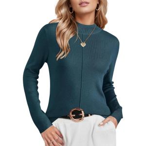 Arach&Cloz Women’s Wool Blend Fall Sweaters Mock Neck Business Casual Outfits(Dark Green)
