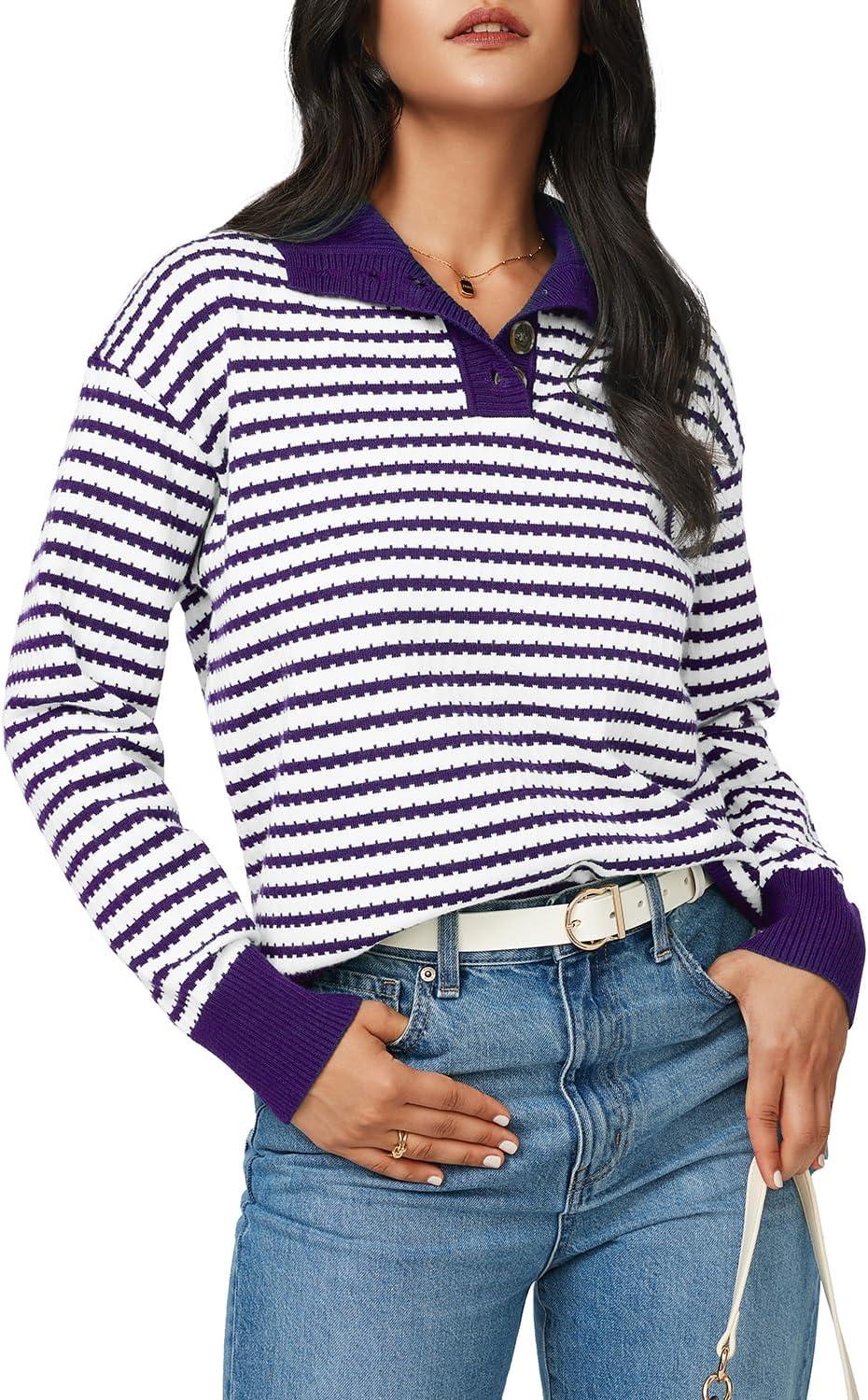 imageArachampampCloz Womens Swaters 2024 Fall Fashion Outfits Long Sleeve Crewneck Knit Tops Ruffle Casual TShirts Cute Tees BlousesPurple3170