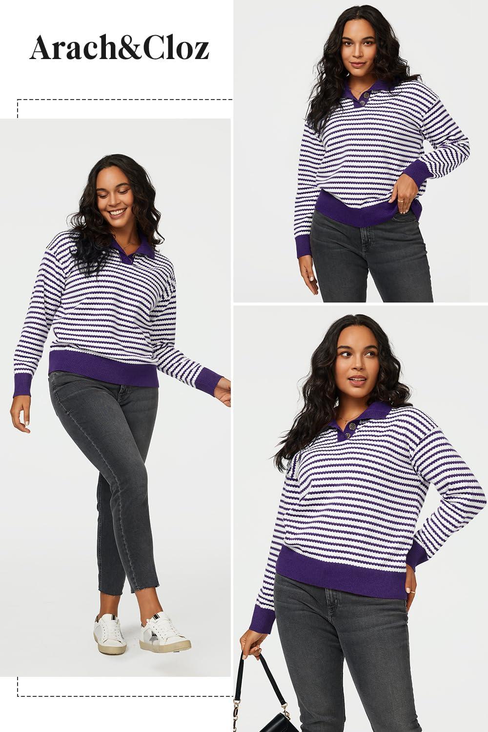 imageArachampampCloz Womens Swaters 2024 Fall Fashion Outfits Long Sleeve Crewneck Knit Tops Ruffle Casual TShirts Cute Tees BlousesPurple3170