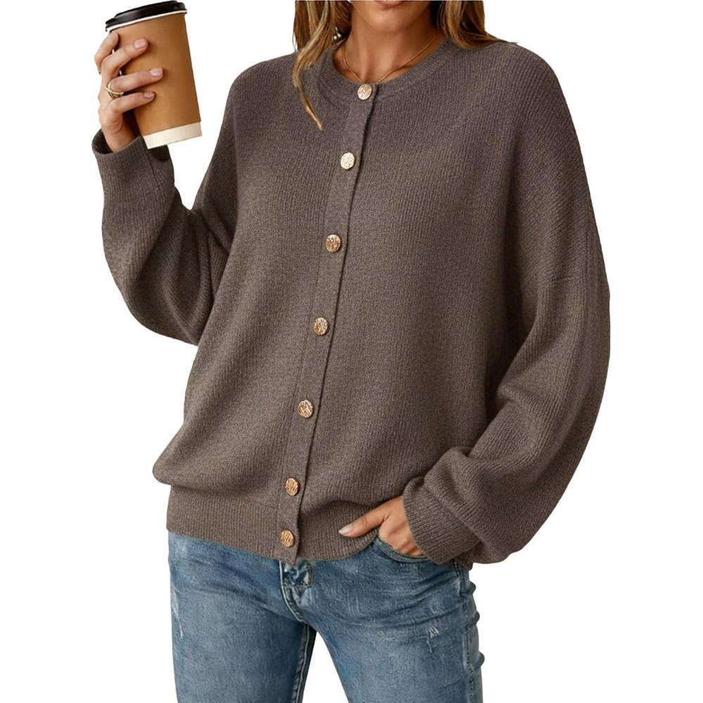 imageArachampampCloz Womens Wool Blend Oversized Cardigan Sweaters Button Down Casual Winter ClothingCoffee