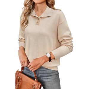 Arach&Cloz Womens Swaters 2024 Fall Fashion Outfits Long Sleeve Crewneck Knit Tops Ruffle Casual T-Shirts Cute Tees Blouses(Apricot-3174)
