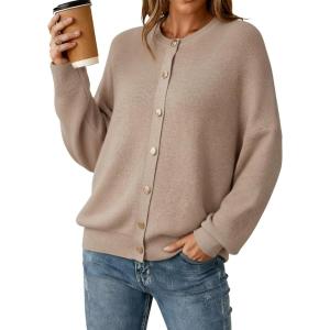 Arach&Cloz Women’s Wool Blend Oversized Cardigan Sweaters Button Down Casual Winter Clothing(Dark Apricot)