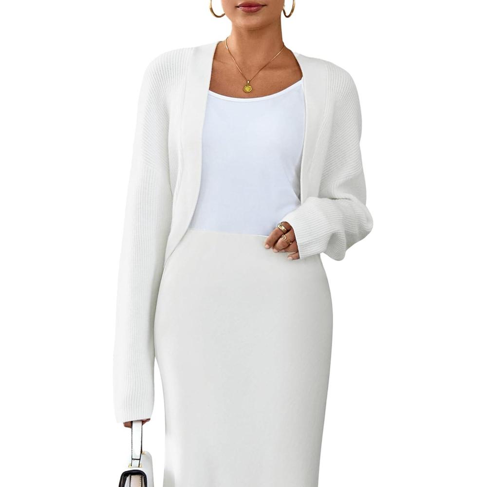 imageArachampampCloz Womens Wool Blend Sweaters Fall Cropped Cardigan Bolero Shrug for Dresses 2025Offwhite