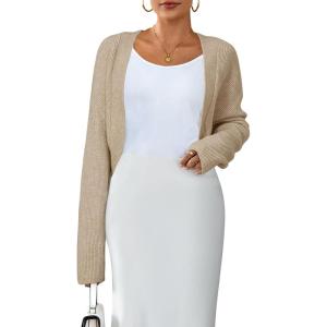 Arach&Cloz Women’s Wool Blend Sweaters Fall Cropped Cardigan Bolero Shrug for Dresses 2025(Apricot)