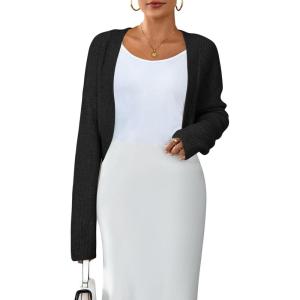 Arach&Cloz Women’s Wool Blend Sweaters Fall Cropped Cardigan Bolero Shrug for Dresses 2025(Black)