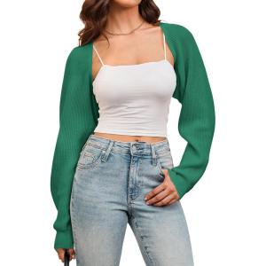 Arach&Cloz Women’s Wool Blend Bolero Shrug Spring Fashion Cropped Cardigans 2026(Dark Green)