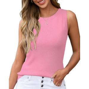 Arach&Cloz Women’s Wool Blend Sweaters Non See Through All-Season Business Casual Tank 2026(Pink)