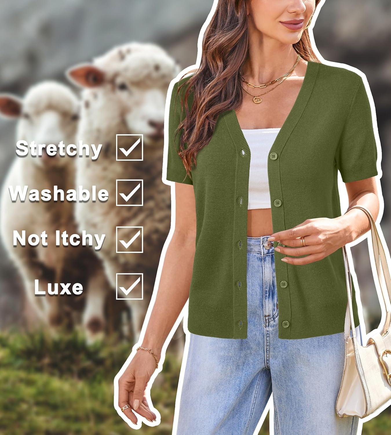 image:imageArachampCloz Womens Wool Blend Business Casual Cardigan Sweaters TopsGrass Army Green